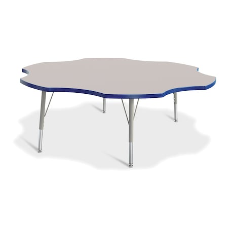 Jonti-Craft Berries Six Leaf Activity Table, 60 in., E-height, Freckled Gray/Blue/Gray 6458JCE003
